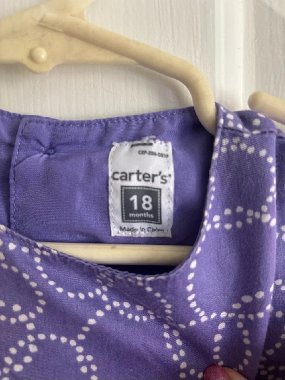 Carter's Purple Dress with White Dot Pattern and Yellow Waistband